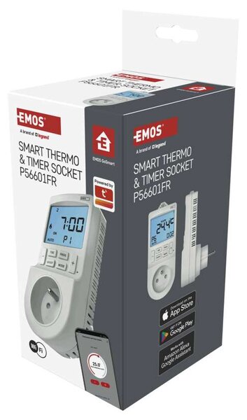 Emos GoSmart termostat do zásuvky s funkciou digitálneho časovača 2v1 s WiFi P56601FR - termostat