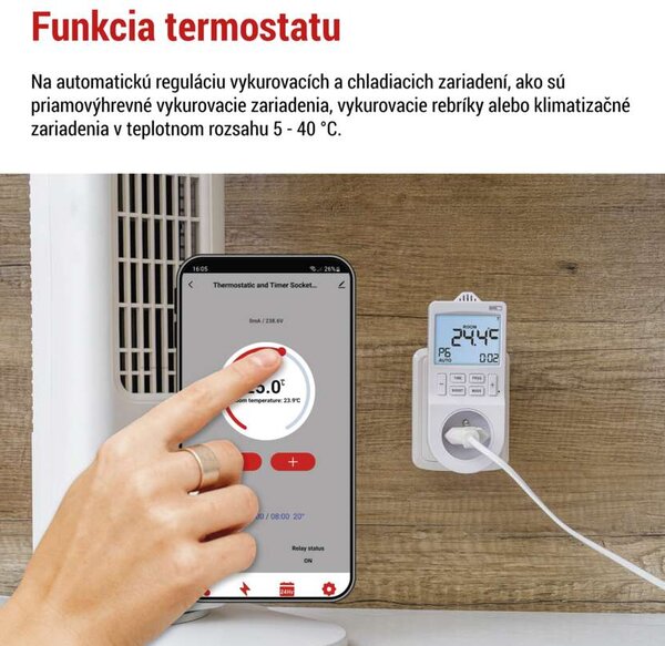 Emos GoSmart termostat do zásuvky s funkciou digitálneho časovača 2v1 s WiFi P56601FR - termostat