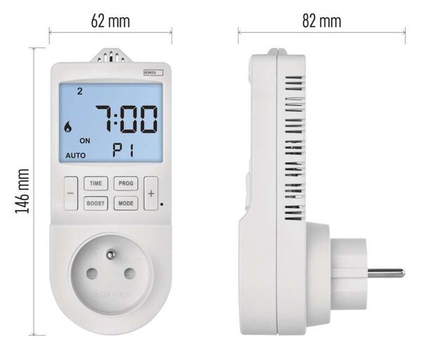 Emos GoSmart termostat do zásuvky s funkciou digitálneho časovača 2v1 s WiFi P56601FR - termostat
