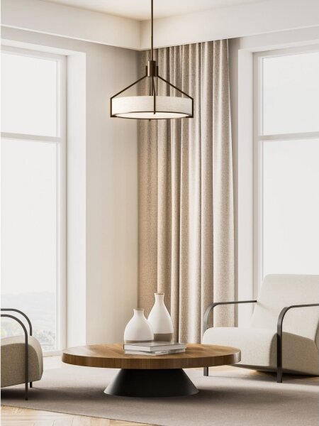 Open Design OR85648 - Luster na tyči DORETTO 4xE27/15W/230V, priemer 50 cm, hnedá/béžová