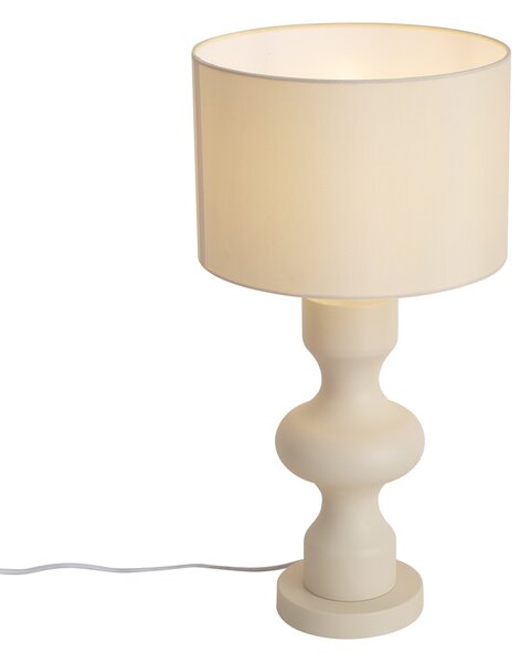Retro stolná lampa béžová s látkovým tienidlom - Captain