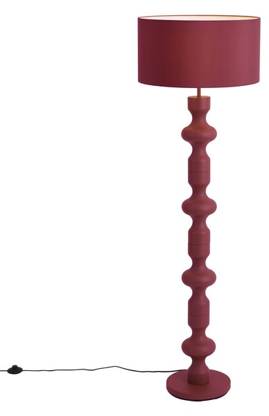 Retro stojaca lampa slivková s látkovým tienidlom 160 cm - Captain