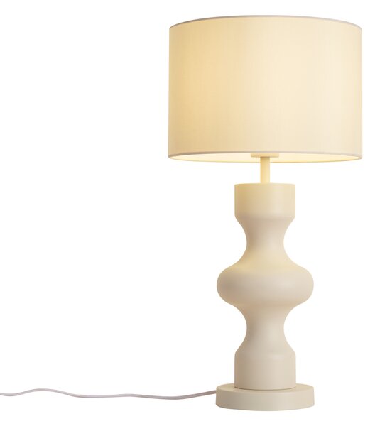 Retro stolná lampa béžová s látkovým tienidlom - Captain