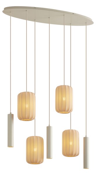 Japandi závesná lampa béžová 7-svetelná - Pluni Tuba