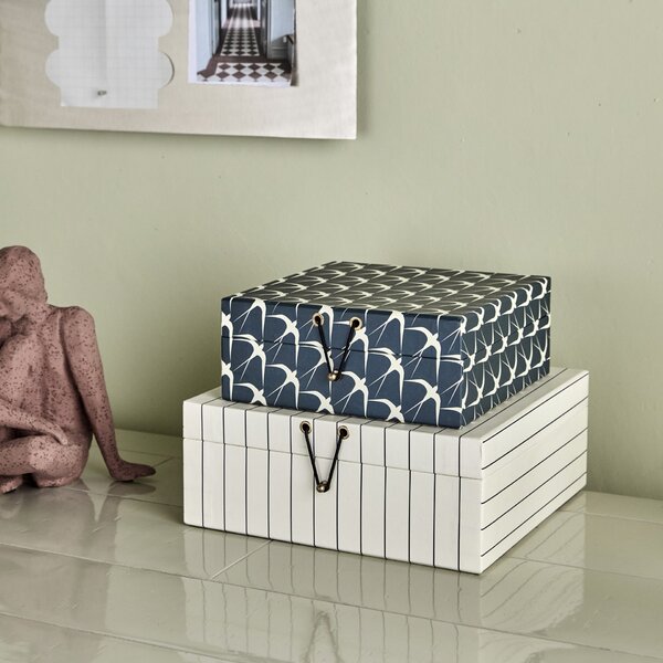 Papierový úložný box Keep Sand / Dark Grey – set 2 ks