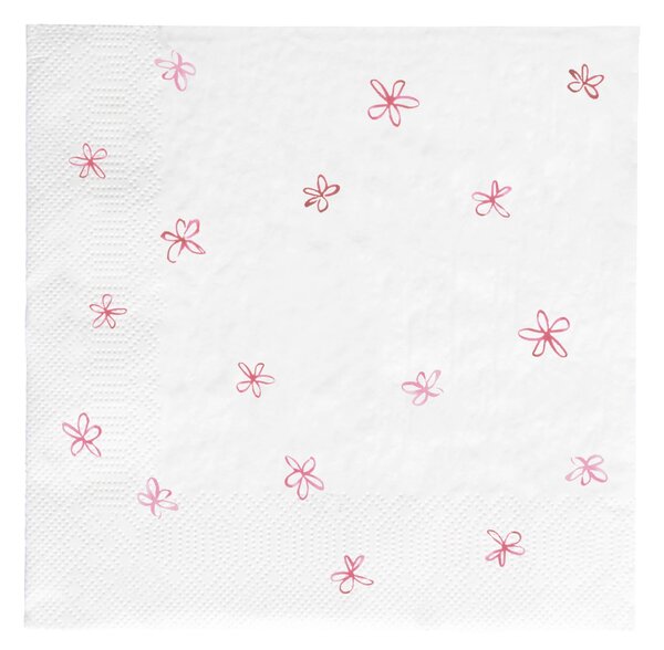 Papierové obrúsky White / Little flowers rose 20 ks
