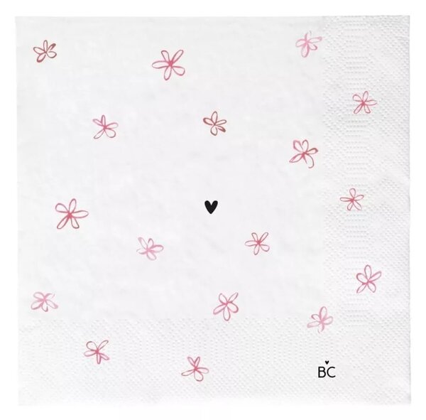 Papierové obrúsky White / Little flowers rose 20 ks