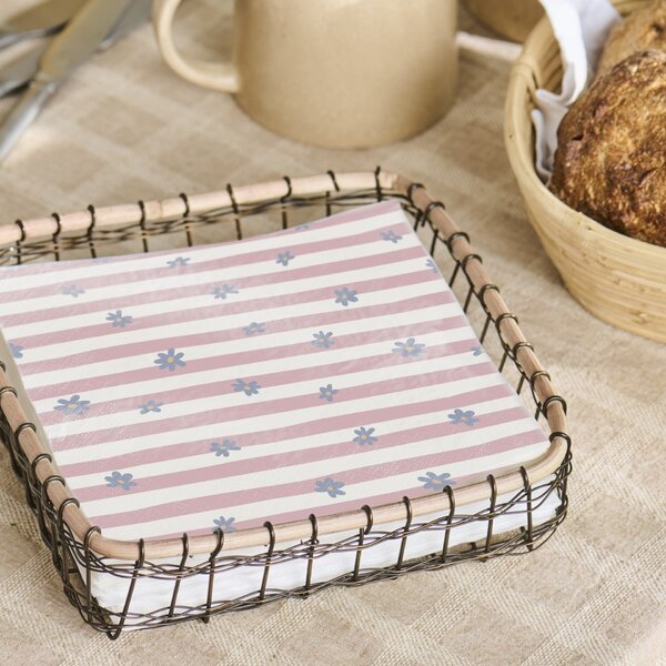 Papierové servítky Blue Flowers / Pink Stripes – 20 ks