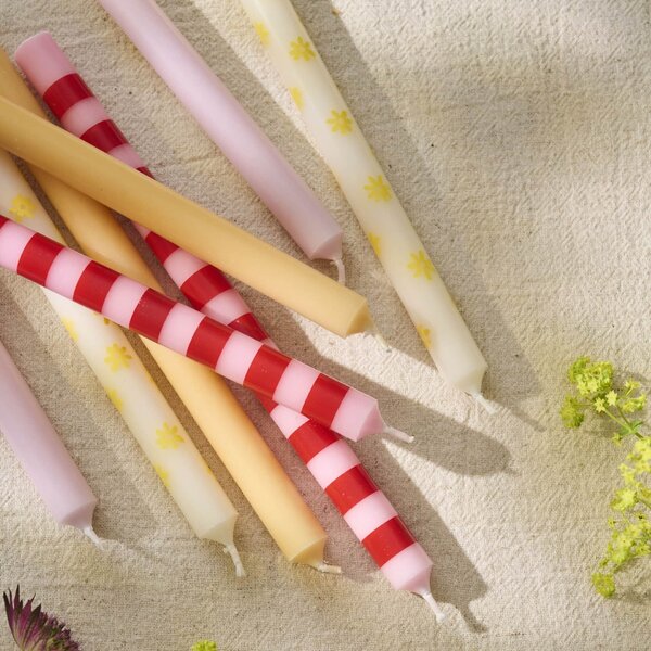 Sviečka Taper Red / Light Pink Stripes 20 cm