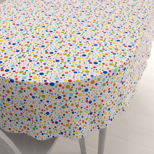 Biante Detský bavlnený oválny obrus Sandra SA-006 Farebné bodky na bielom 100x140 cm