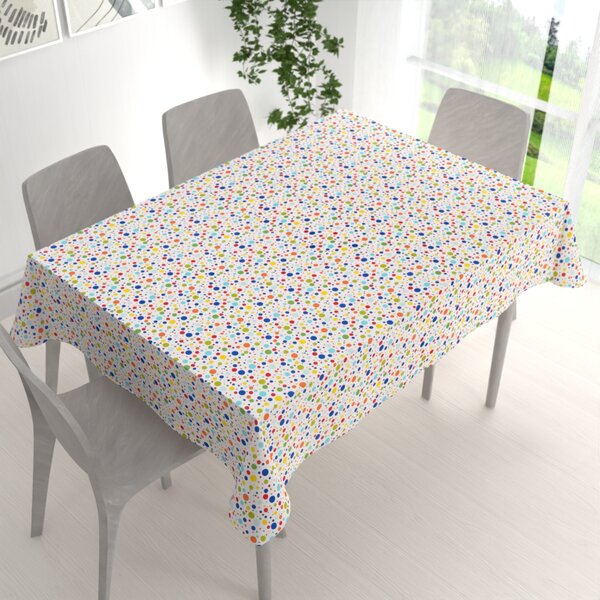 Biante Detský bavlnený obdĺžnikový obrus Sandra SA-006 Farebné bodky na bielom 50x100 cm