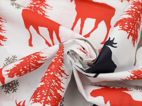 Bavlnené obliečky CHRISTMAS MOOSE biele Rozmer obliečky: 70 x 90 cm | 140 x 220 cm