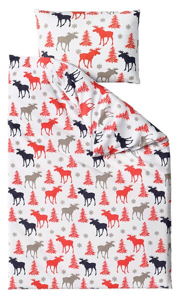 Bavlnené obliečky CHRISTMAS MOOSE biele Rozmer obliečky: 70 x 90 cm | 140 x 220 cm