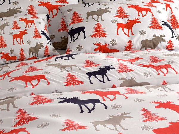 Bavlnené obliečky CHRISTMAS MOOSE biele Rozmer obliečky: 70 x 90 cm | 140 x 220 cm