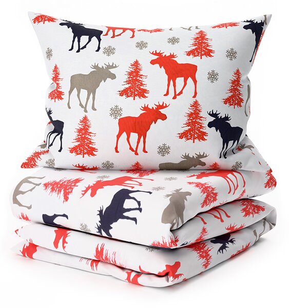 Bavlnené obliečky CHRISTMAS MOOSE biele Rozmer obliečky: 70 x 90 cm | 140 x 220 cm