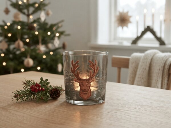 Svietnik na čajové sviečky FOREST DEER 9 cm