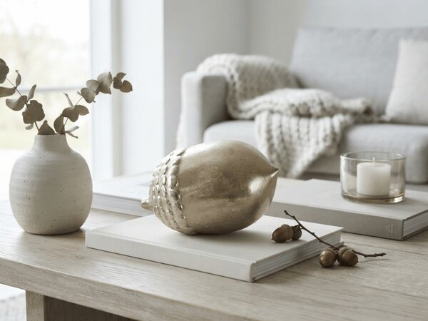 Dekoratívna soška GOLDEN ACORN 18 cm, zlatá