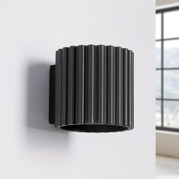 Nástenné Svietidlo SOLLUX LIGHTING, RIBLA, stmievateľné, Čierna, Obývacia izba, Hliník