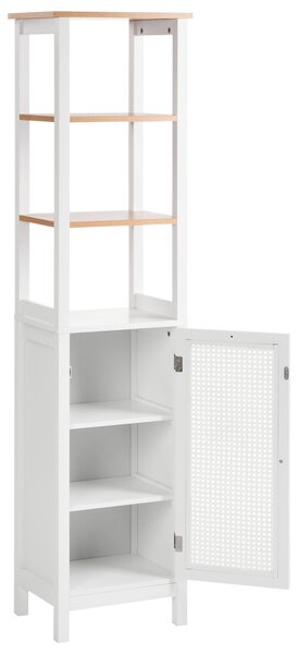 Kúpeľňová skrinka biela MDF 30 x 160 cm vysoká s policami úložný priestor moderný štýl kúpeľňa