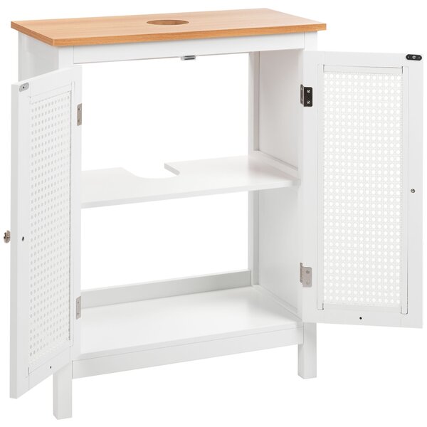 Skrinka pod umývadlo biela MDF 60 x 75 cm s policami perforované dvierka úložný priestor moderný štýl kúpeľňa