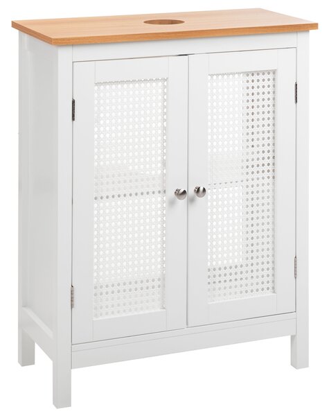Skrinka pod umývadlo biela MDF 60 x 75 cm s policami perforované dvierka úložný priestor moderný štýl kúpeľňa
