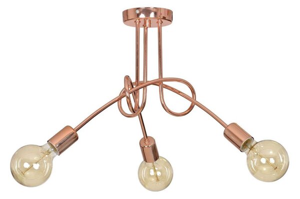 Stropné svietidlo Edison 3, medené telo svietidla