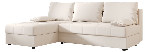 Rozkladacia obojstranná sedacia súprava do L VENORIA SLIM 200x143 cm, krémová + 2 vankúšiky ZDARMA