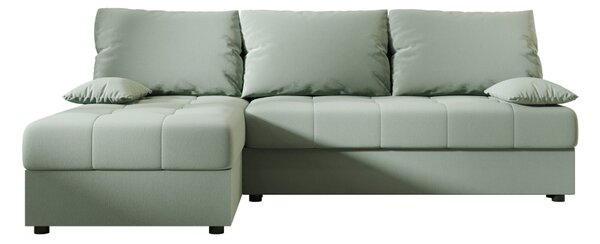 Rozkladacia obojstranná sedacia súprava do L VENORIA SLIM 200x143 cm, svetlozelená + 2 vankúšiky ZDARMA