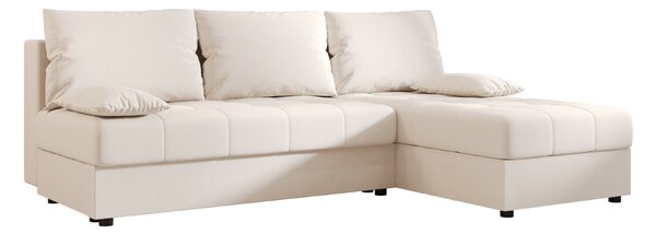 Rozkladacia obojstranná sedacia súprava do L VENORIA SLIM 200x143 cm, krémová + 2 vankúšiky ZDARMA