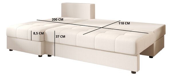 Rozkladacia obojstranná sedacia súprava do L VENORIA SLIM 200x143 cm, horčicová + 2 vankúšiky ZDARMA