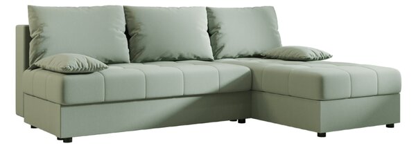 Rozkladacia obojstranná sedacia súprava do L VENORIA SLIM 200x143 cm, svetlozelená + 2 vankúšiky ZDARMA