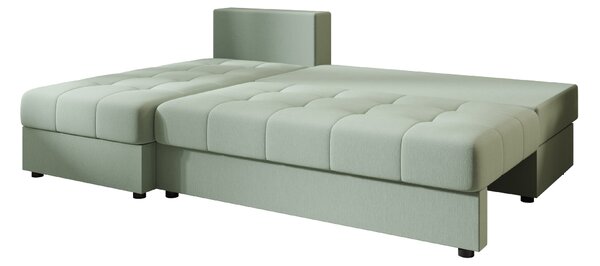 Rozkladacia obojstranná sedacia súprava do L VENORIA SLIM 200x143 cm, svetlozelená + 2 vankúšiky ZDARMA