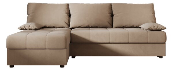 Rozkladacia obojstranná sedacia súprava do L VENORIA SLIM 200x143 cm, béžová + 2 vankúšiky ZDARMA