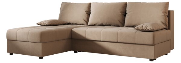 Rozkladacia obojstranná sedacia súprava do L VENORIA SLIM 200x143 cm, béžová + 2 vankúšiky ZDARMA