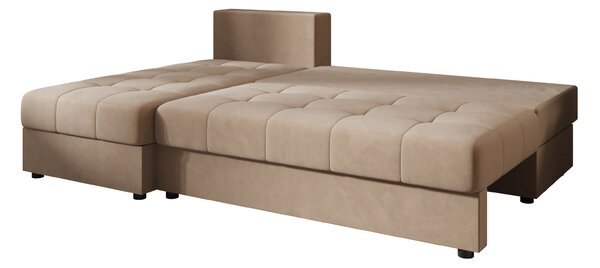Rozkladacia obojstranná sedacia súprava do L VENORIA SLIM 200x143 cm, béžová + 2 vankúšiky ZDARMA