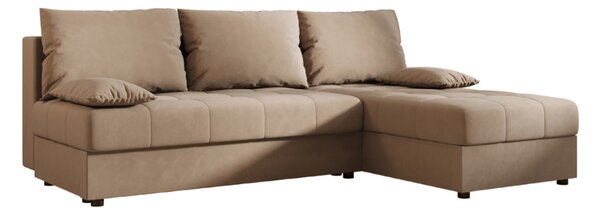Rozkladacia obojstranná sedacia súprava do L VENORIA SLIM 200x143 cm, béžová + 2 vankúšiky ZDARMA