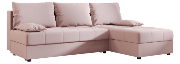Rozkladacia obojstranná sedacia súprava do L VENORIA SLIM 200x143 cm, púdrovo ružová + 2 vankúšiky ZDARMA