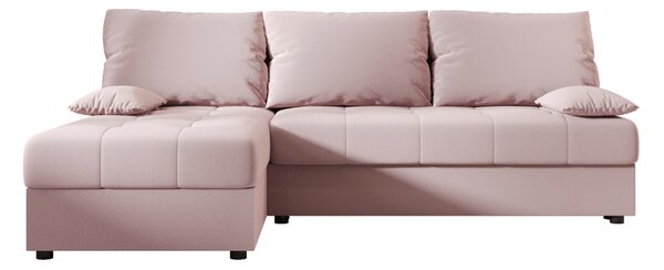 Rozkladacia obojstranná sedacia súprava do L VENORIA SLIM 200x143 cm, púdrovo ružová + 2 vankúšiky ZDARMA