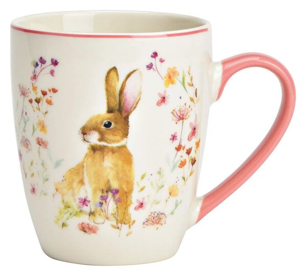 Biely hrnček s králičími uškami a srdiečkom - 12*8*7 cm / 275 ml - Ostatní