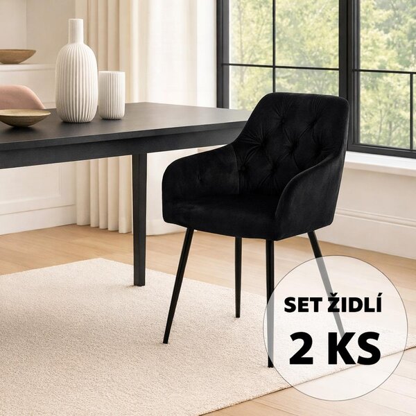 Set - 2 ks Jedálenská stolička AVENBERG LOREN, čierna