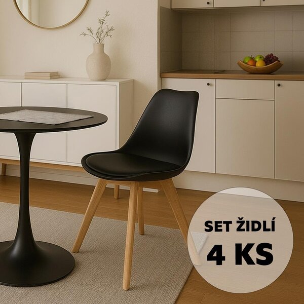 Set - 4 ks Jedálenská stolička AVENBERG SKANDI čierna
