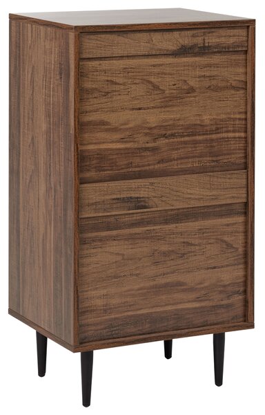 Komoda tmavé drevo MDF 4 zásuvky úložný priestor železné nohy moderný štýl spálňa
