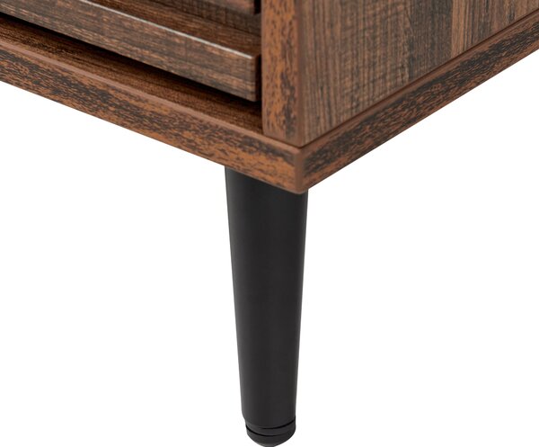 Komoda tmavé drevo MDF 4 zásuvky úložný priestor železné nohy moderný štýl spálňa