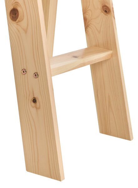 Detská vyvýšená posteľ svetlohnedá borovicové drevo 90 x 200 cm s roštom rebríkom a šmykľavkou lôžko pre deti