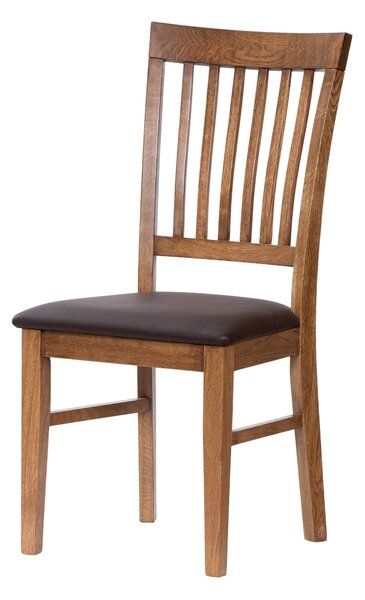 Masívna stolička Raines rustikálna hnedá koženka dub