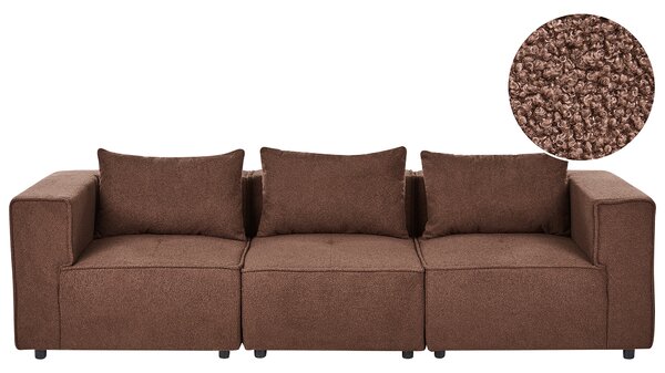 Modulárna 3-miestna pohovka hnedá buklé čalúnenie moderný dizajn minimalistický štýl