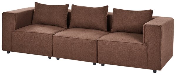 Modulárna 3-miestna pohovka hnedá buklé čalúnenie moderný dizajn minimalistický štýl