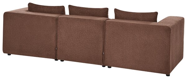 Modulárna 3-miestna pohovka hnedá buklé čalúnenie moderný dizajn minimalistický štýl