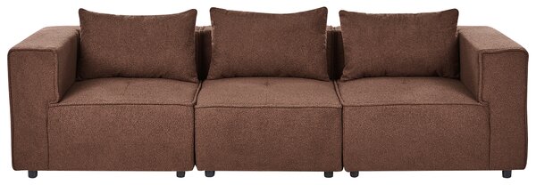 Modulárna 3-miestna pohovka hnedá buklé čalúnenie moderný dizajn minimalistický štýl
