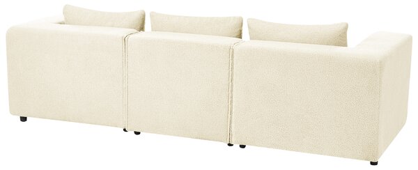 Modulárna 3-miestna pohovka krémová biela buklé čalúnenie moderný dizajn minimalistický štýl